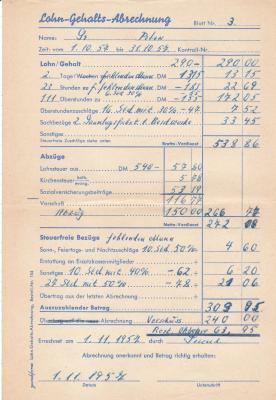 Lohn- und Gehaltsabrechnung 1957